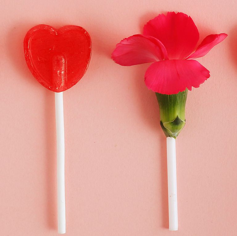 A red flower and lolly pop