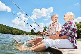 Elderly couple fishing